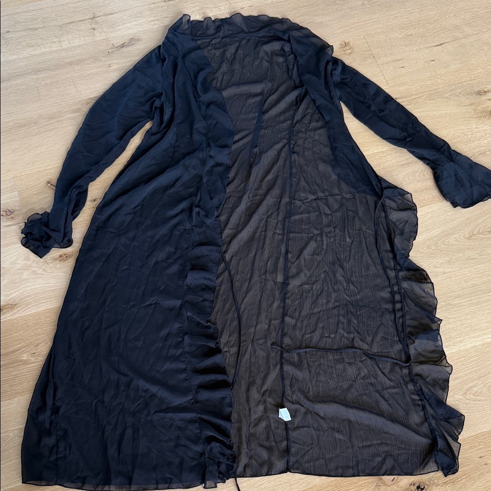 Chic Black Sheer Women's Robe